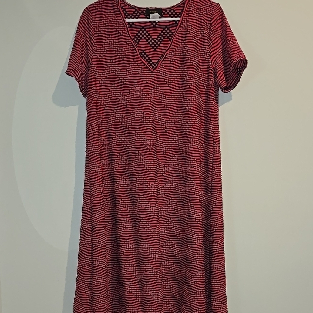 Espresso Pink and Black A-line Midi Dress